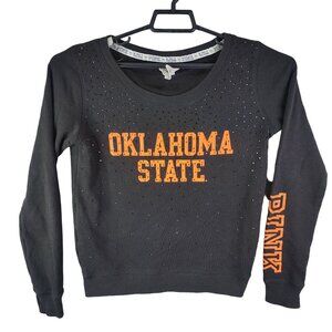 Womens Victorias Secret Pink Sweatshirt Rhinestone Oklahoma State Long Sleeve M
